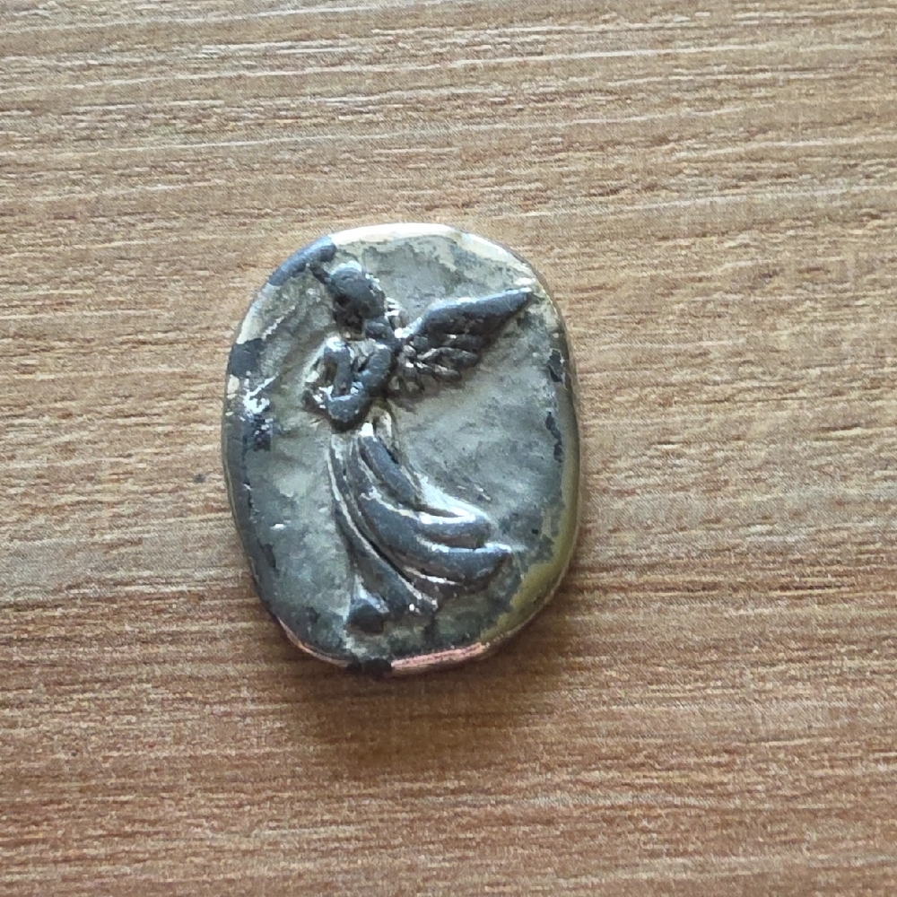 Silver Angel Token Pendant - Antiqued Silver Tone